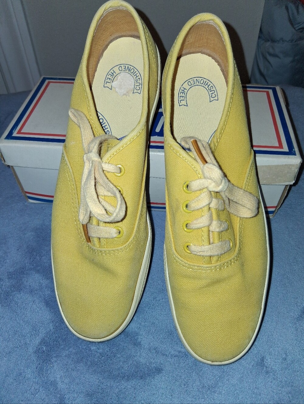 RARE Vintage KEDS Casual Yellow Canvas Sneakers Shoes  80's 90's Lady's 6 Nice!